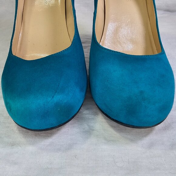Talbots 8W Skyla 2 Suede 4.25” Stiletto Heels Pumps Teal Turquoise - Picture 4 of 15